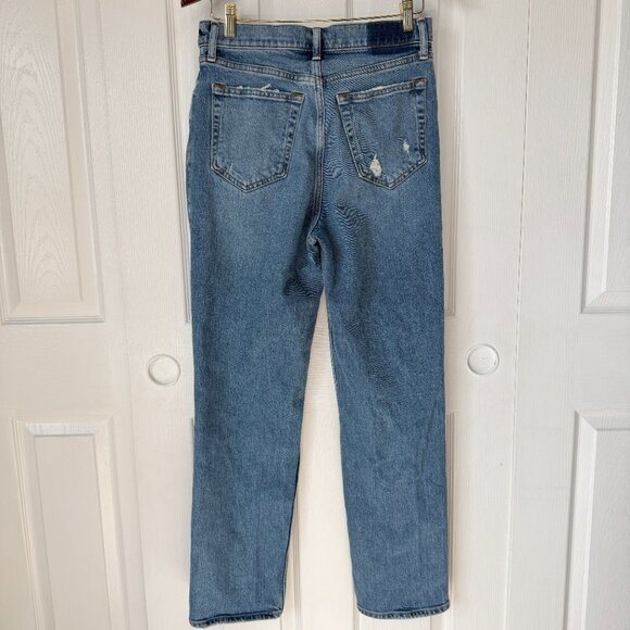 Abercrombie 90's Straight Ultra High Rise Medium Wash Light Distressing 29 8 - Picture 5 of 7